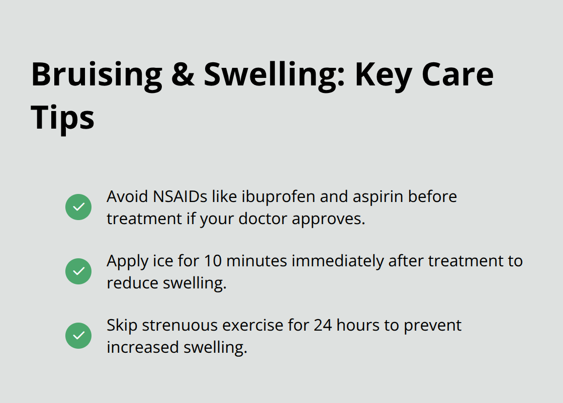 Checklist of actions to reduce bruising and swelling after filler.