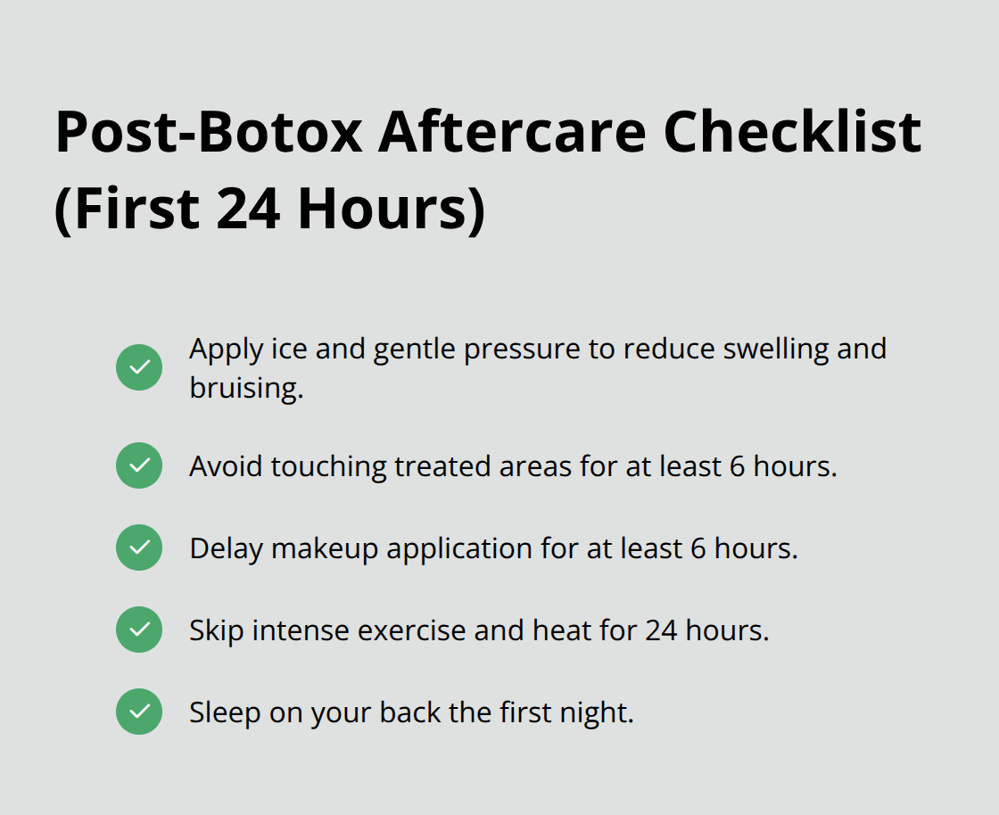Checklist of immediate steps to follow after Botox injections