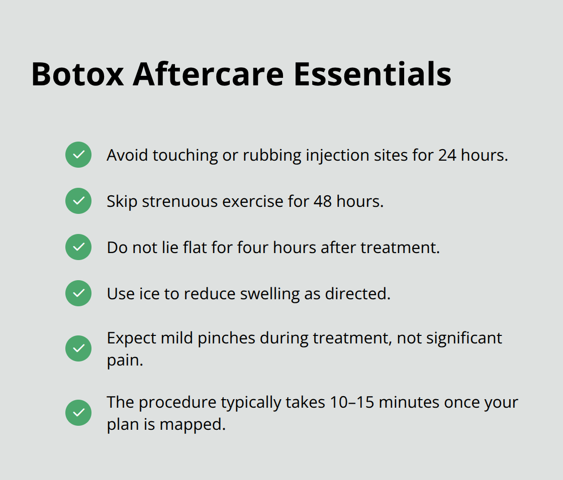 Checklist of key aftercare steps following a Botox appointment - Botox treatments for fine lines