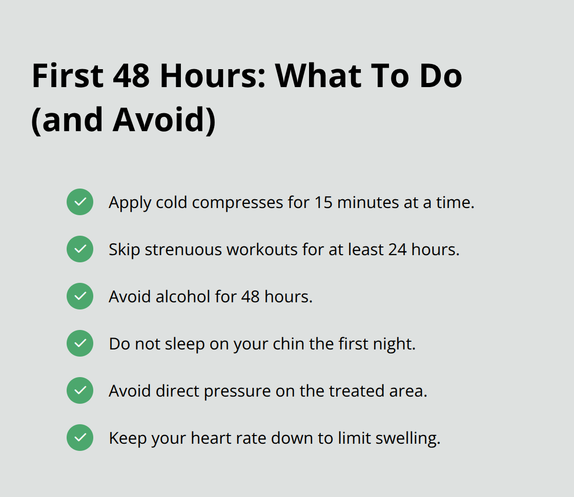 Checklist of essential aftercare steps for the first 48 hours after chin filler.
