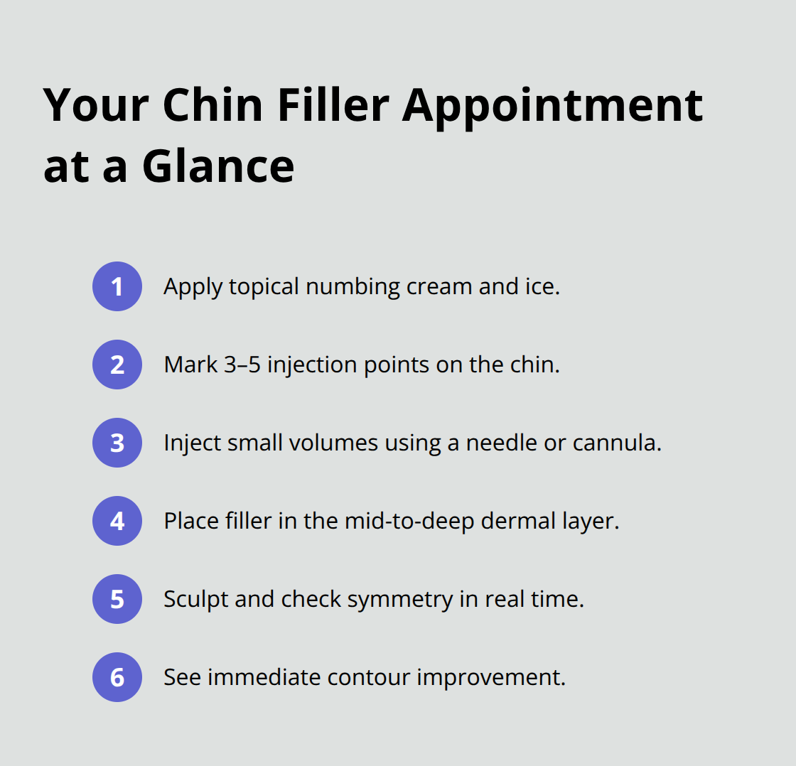 Compact step-by-step view of a typical chin filler appointment - dermal fillers for weak chin