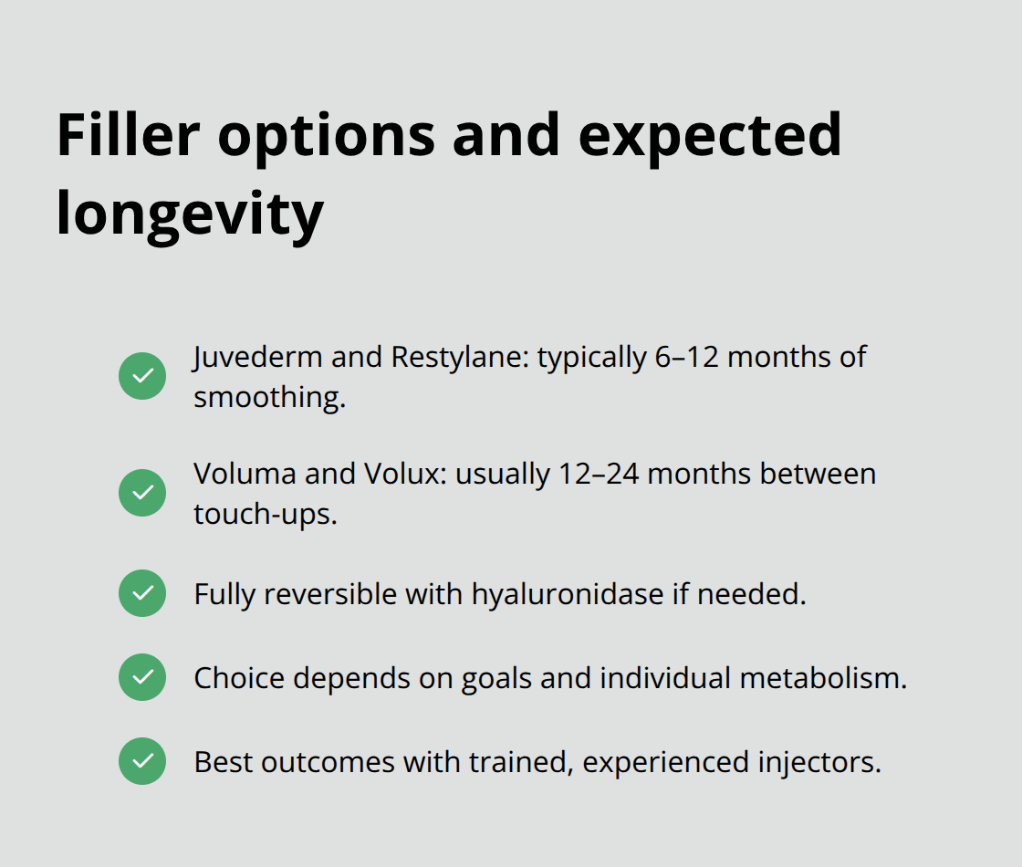 Summary of smile line filler options and how long results last