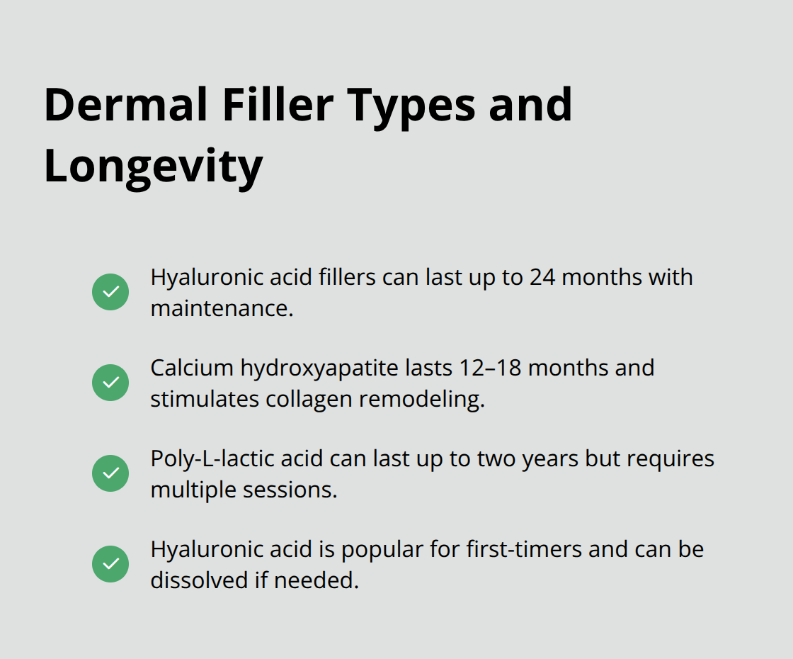 Checklist comparing dermal filler types and how long they last - dermal fillers versus botox