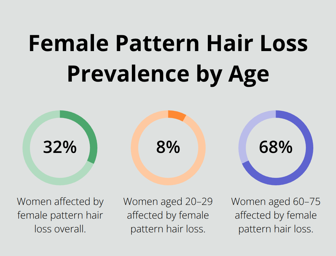 Percent of women affected by female pattern hair loss overall and by age group - Hair restoration for women