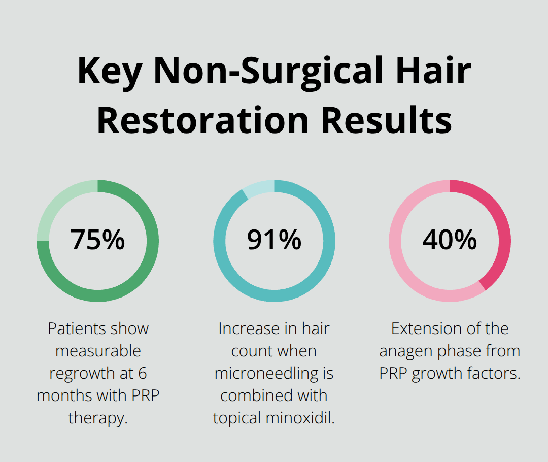 Percentage outcomes from PRP and microneedling studies - non surgical hair restoration treatment
