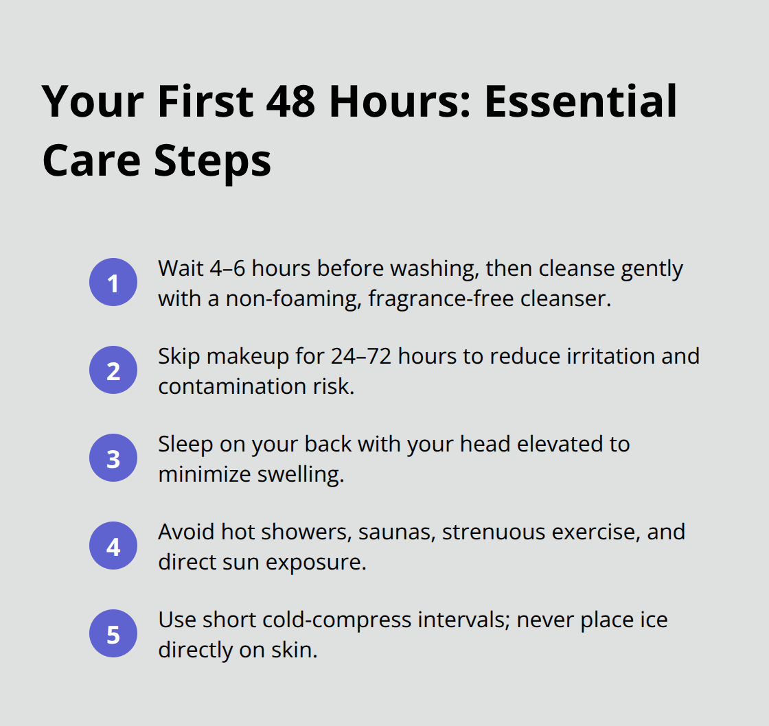 Compact list of essential PRP facial aftercare steps for the first 48 hours.